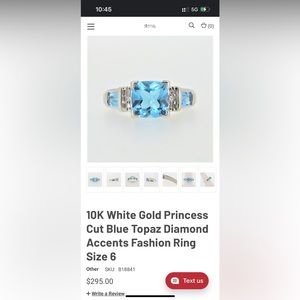 10k white gold princess cut